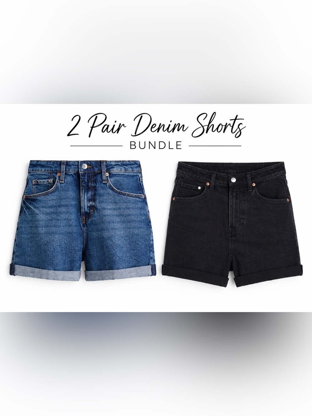 Jean shorts bundle Two Pairs Mom Ultra High Women’s Shorts Black and Blue-